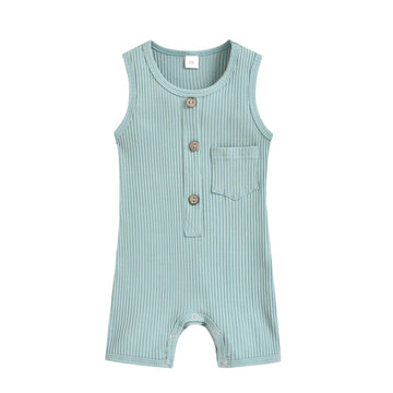 Iddolaka Newborn Summer Baby Boy Girl Sleveless Romper Bodysuit Jumpsuit Playsuit One Piece Outfit Clothes (A-Light Green, 6-12