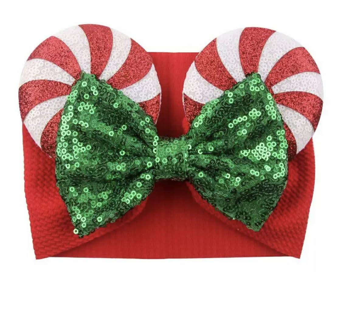 Clgift Minnie Ears Baby/Toddler Headband, Minnie Baby Ears, Minnie Ears Baby Headband, Toddler Headband (Peppermint Candy)