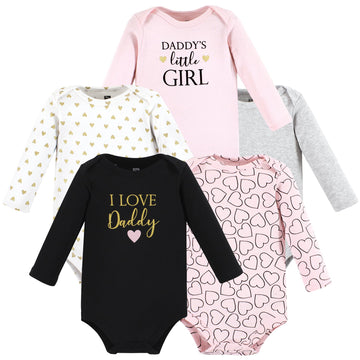 Hudson Baby Unisex Baby Cotton Long-Sleeve Bodysuits, Girl Daddy, 12-18 Months