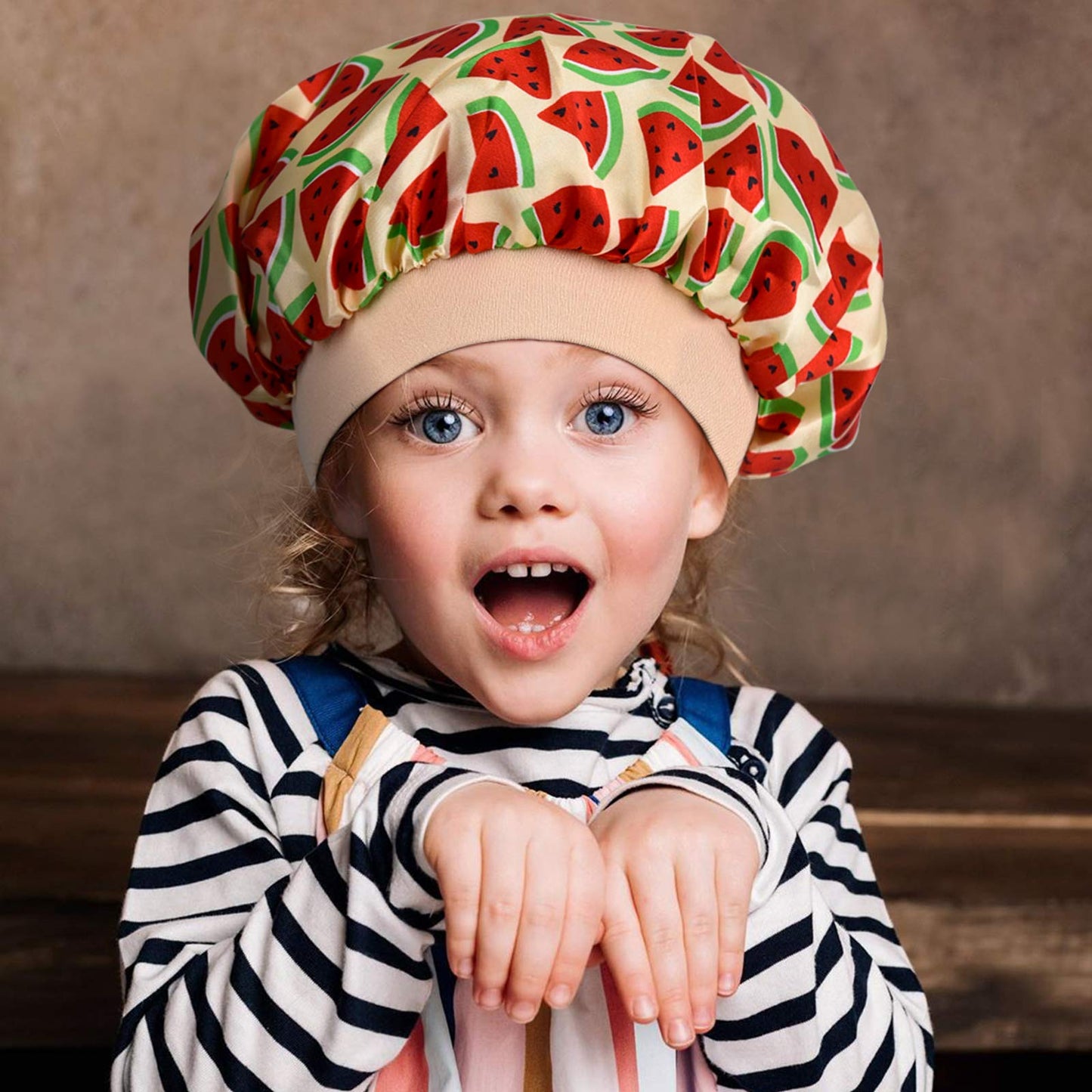 Aileam Kids Satin Bonnet Baby Sleep Cap Dinosaur Wide Elastic Band Soft Silk Double Layer Night Hair Hats For Teens Toddler Chil