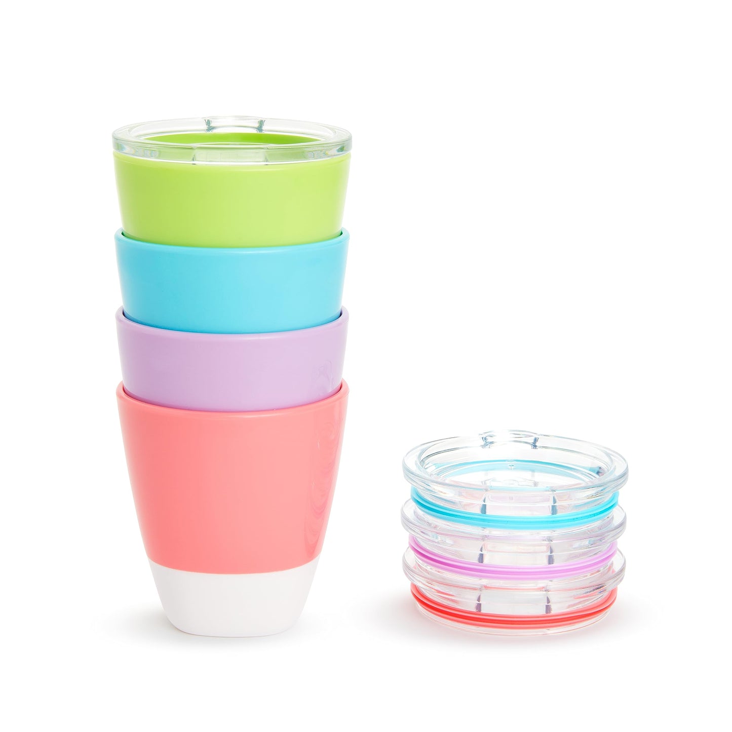 Munchkin Splash Open Toddler Cups With Training Lids, 7 Ounce, Multicolored, 4 Pack