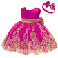 Cmmchaah Toddler Girls Big Bowknot Dresses Baby Little Girls Lace Embroidery Wedding Party Ball Gown Dress (Rose,120)