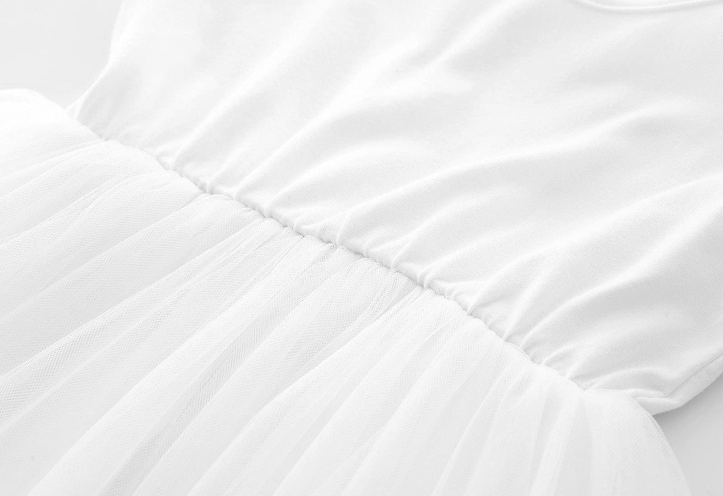 Lyxiof Girls Tutu Dress Casual Tulle Summer Solid Color Ruffle Sleeve Dress White 110Cm