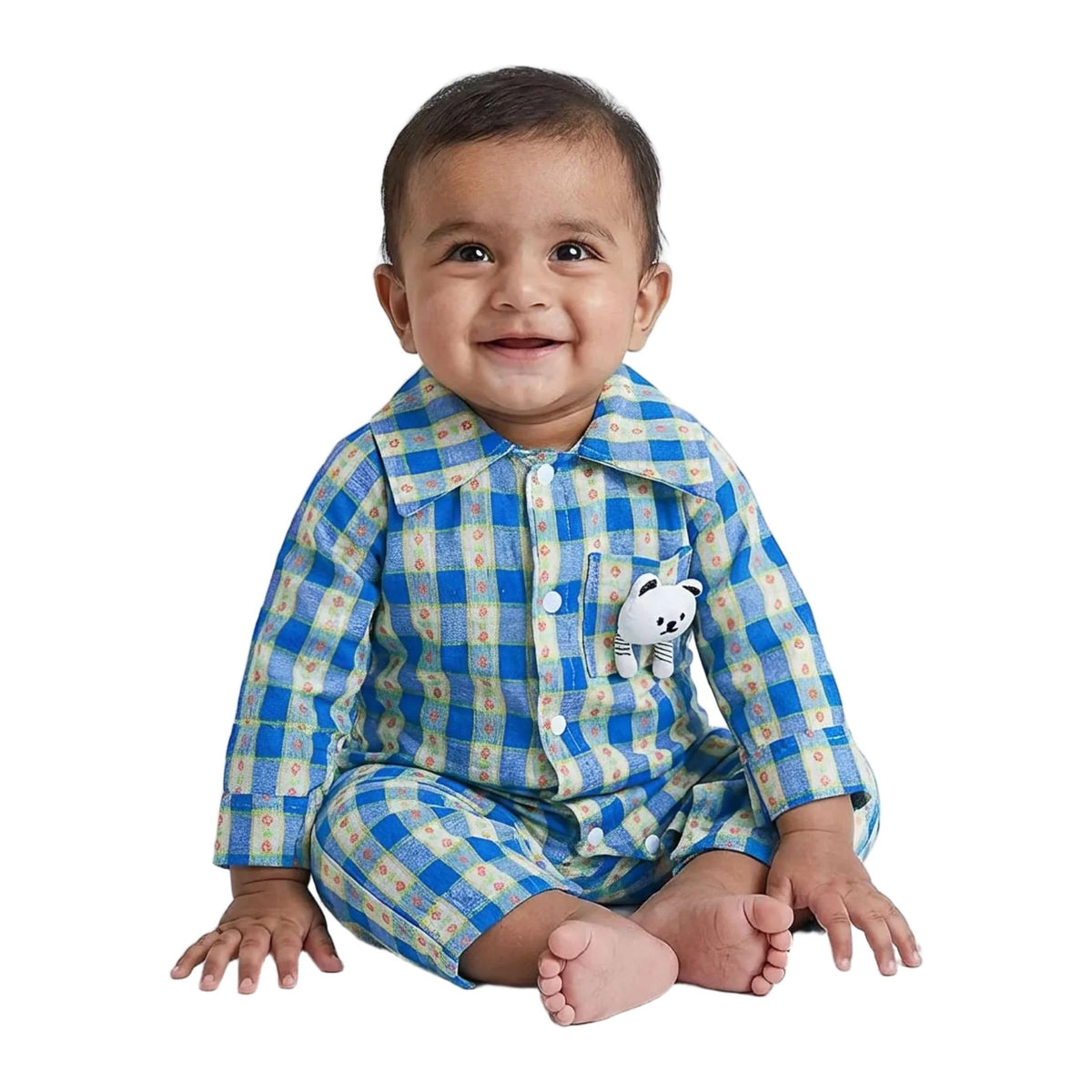 Hopscotch Checkered Patch Teddy Bodysuit (1218 Months)