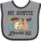 Inktastic My Auntie Loves Me With Sloth And Hearts Baby Bib Heather And Black 2F1De