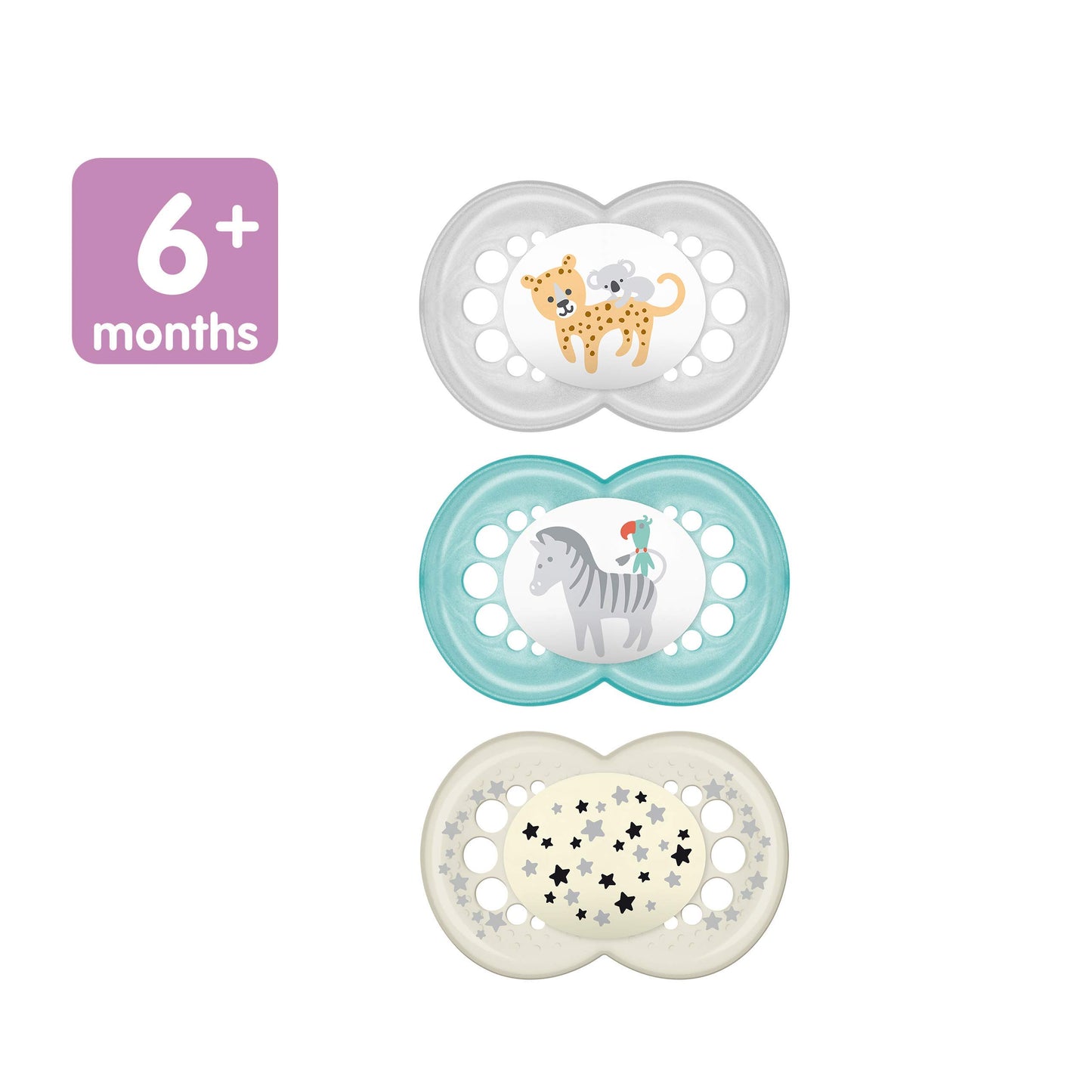 Mam Original Day & Night Baby Pacifier, Nipple Shape Helps Promote Healthy Oral Development, Glows In The Dark, 6-16 Months, Uni