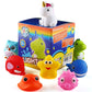 Bath Toys, 8 Pcs Light Up Floating Rubber Animal Toys Set, Flashing Color Changing Light in Water, Baby Infants Kids Toddler Chi