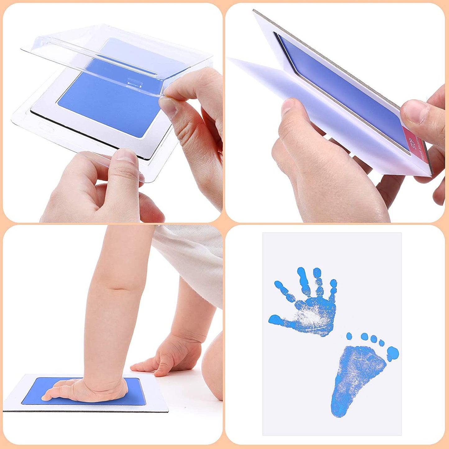 Outus 18 Pieces Baby Inkless Handprint And Footprint Kit 6 Safe Hand And Foot Ink Pad Clean Touch Dog Paw Print Stamp Kit And 12