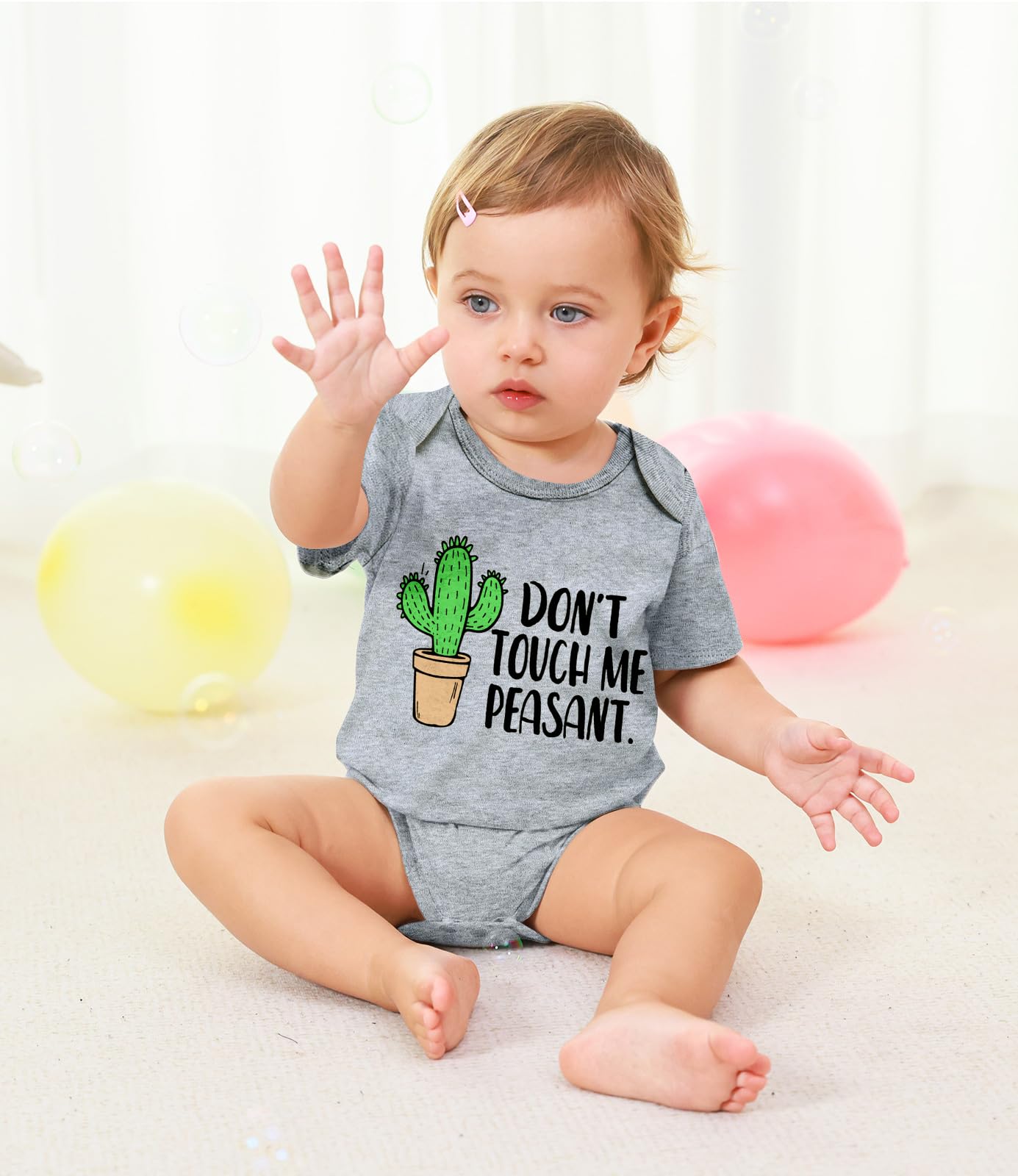 Unicomidea 3-6 Months Baby Rompers Infant Baby Girls Bodysuit Funny Letter Of Shit Don'T Touch Me Peasant Softy Baby Short Sleev