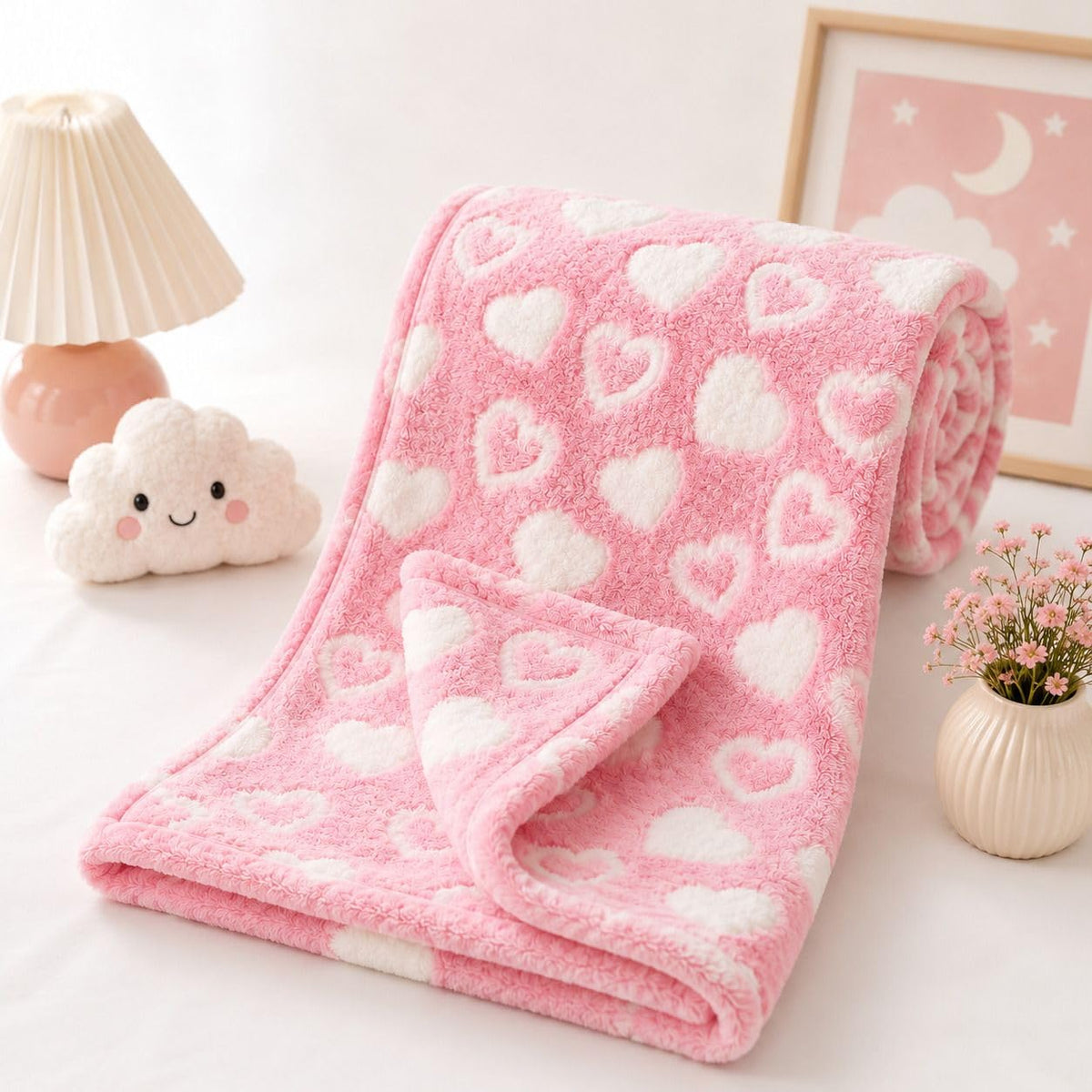 Gigglygo All Season Baby Blanket | Ultra Soft Baby Blanket for Newborn, Infants & Toddlers | Cute Heart & Cloud Design | Cozy Bl
