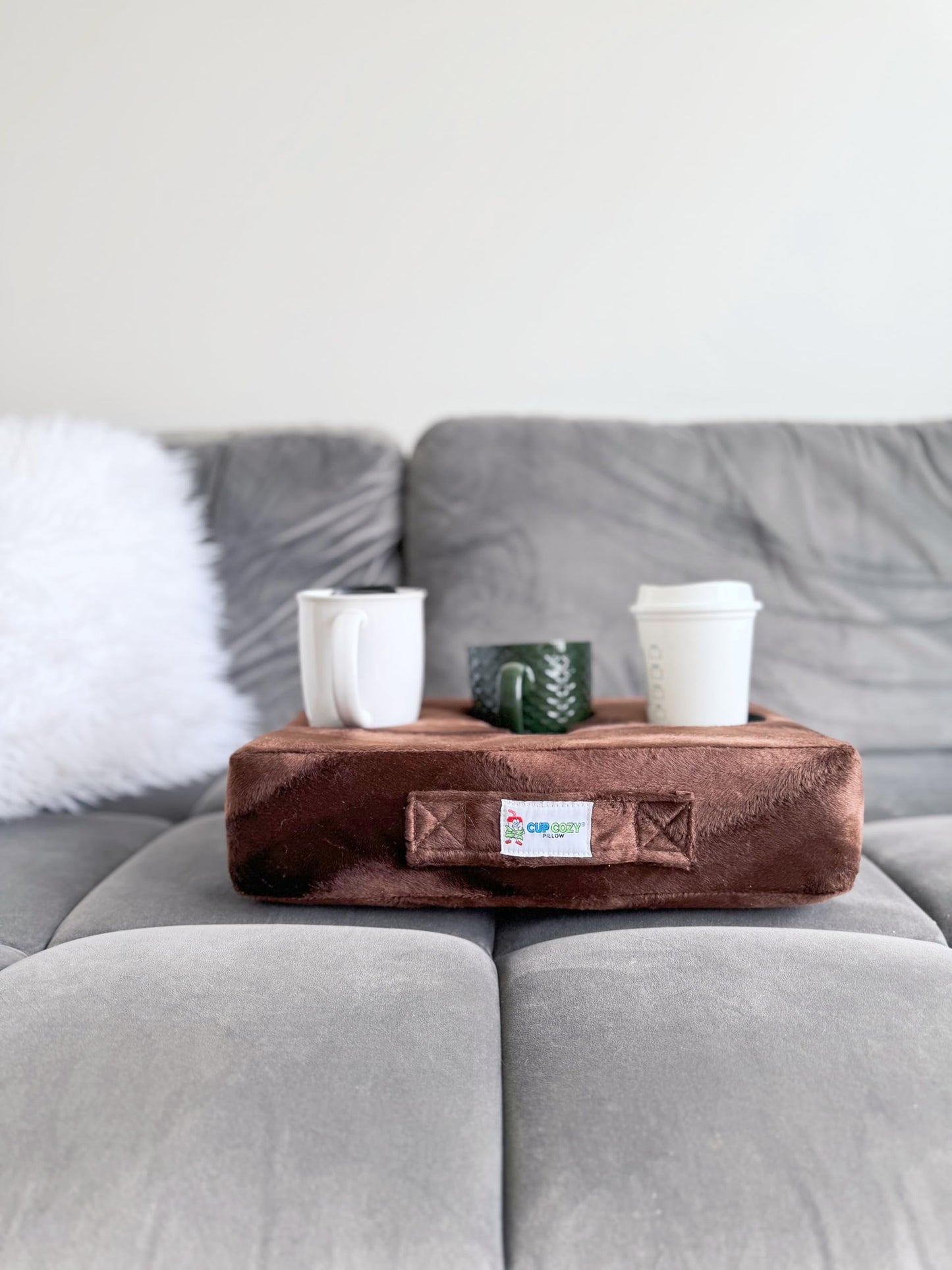 Cup Cozy Pillow (Brown)- The World'S Best Cup Holder! Keep Your Drinks Close And Prevent Spills. Use It Anywhere-Couch, Floor, B