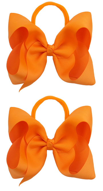 Xansema 2Pcs 6 Inches Ribbon Baby Girls Headbands Infant Elastic Hairbands Large Cheer Bow Hair Band Accessories For Child Toddl