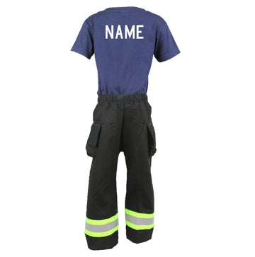Fully Involved Stitching Firefighter Personalized Black 2-Piece Toddler Outfit (3T)