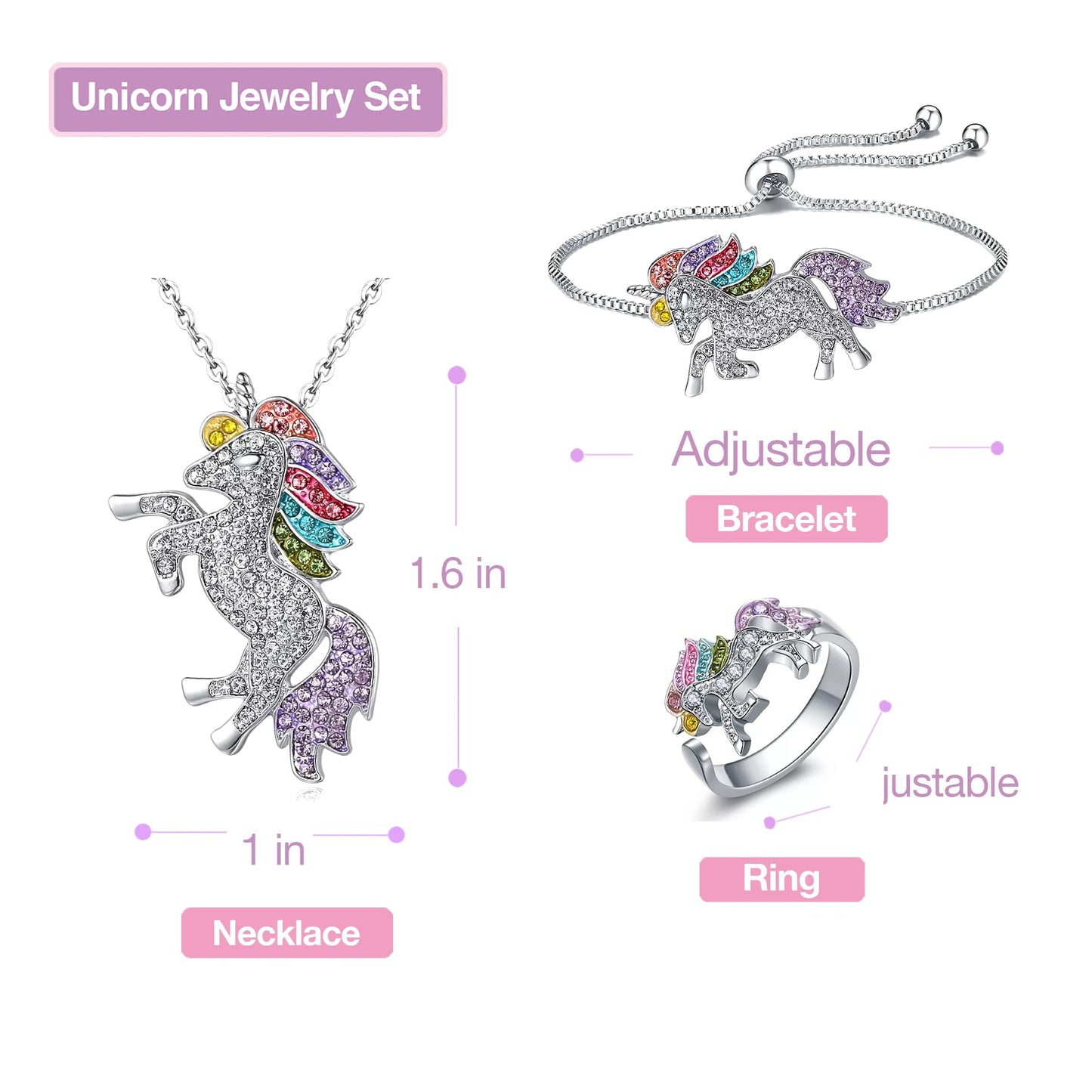 Unicorn Princess Dress Up Clothes For Little Girls - Costume, Jewelry And Headband (8-9 Years, Unicorn Princess 1)