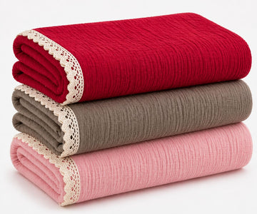 Varniya Lifestyles | 100% Organic Crinkled Muslin Cotton Baby Swaddle  UltraSoft, Hypoallergenic | 120100 cm | Cranberry,Taupe