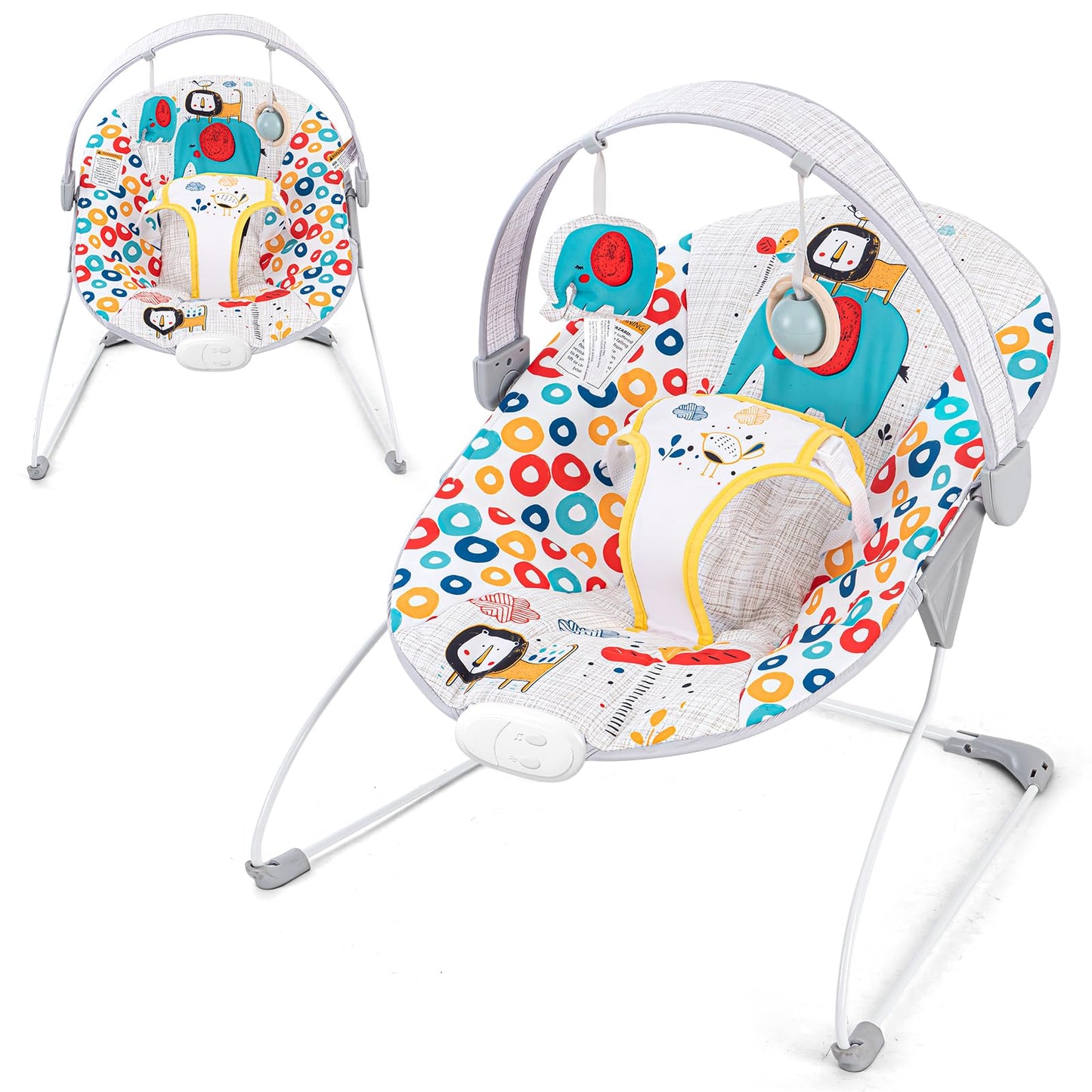 Baby Bouncer, Baby Bouncers for Infants, Portable Baby Bouncer Seat for Newborns with Music Soft Seat Cushion, Adjustable Infant