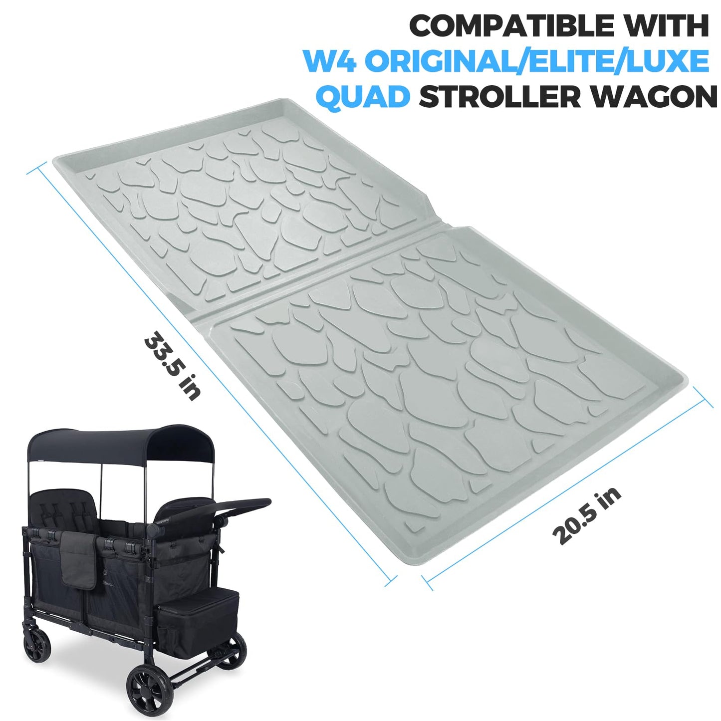 Stoller Wagon Mat For W4 Series, Myvikcar 33.5X20.5 Inch Reusable Protector With Two Hooks(Grey,W4)