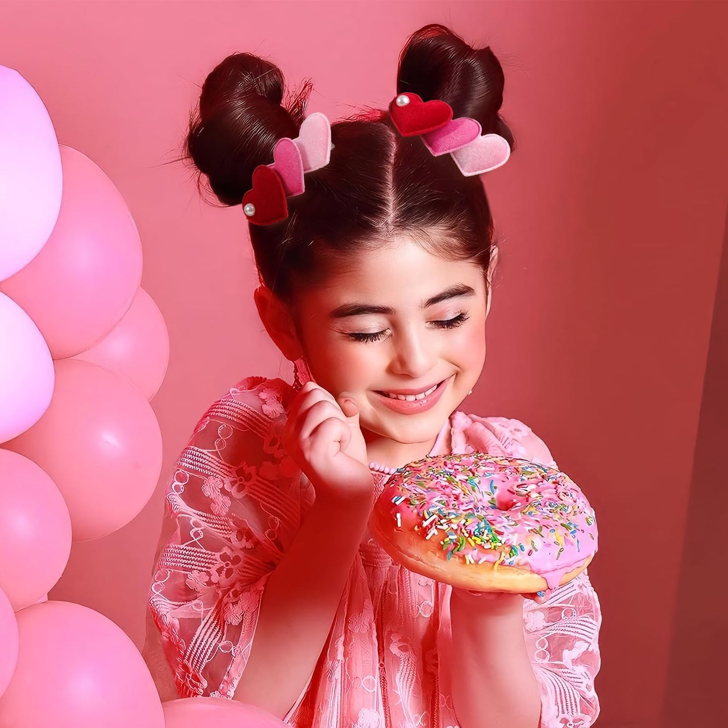 Velvet Hair Bows Alligator Clip For Baby Red Heart Sweet Bow Clip For Girls Hair Accessories Red Hot Pink Bows Toddlers Kids