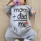 Derouetkia Baby Boys Girls Romper Letter Mom Plus Dad Equal Me Jumpsuit (0-3 Months) Gray