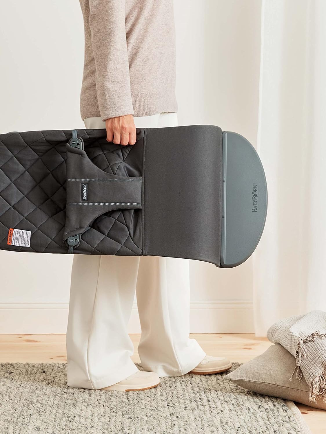 Babybjrn Bouncer Bliss, Anthracite, Woven, Classic Quilt | 2-In-1 Adjustable Baby Bouncer Seat And Toddler Chair, Newborn To Tod