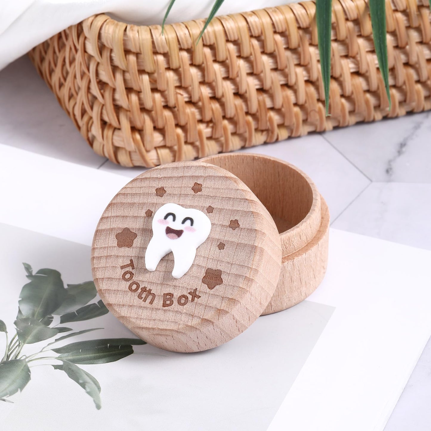 Yqqyg Tooth Fairy Box, 3D Carved Cute Tooth Keepsake Box, Wooden Tooth Holder For Boys Girls Lost Teeth Storage