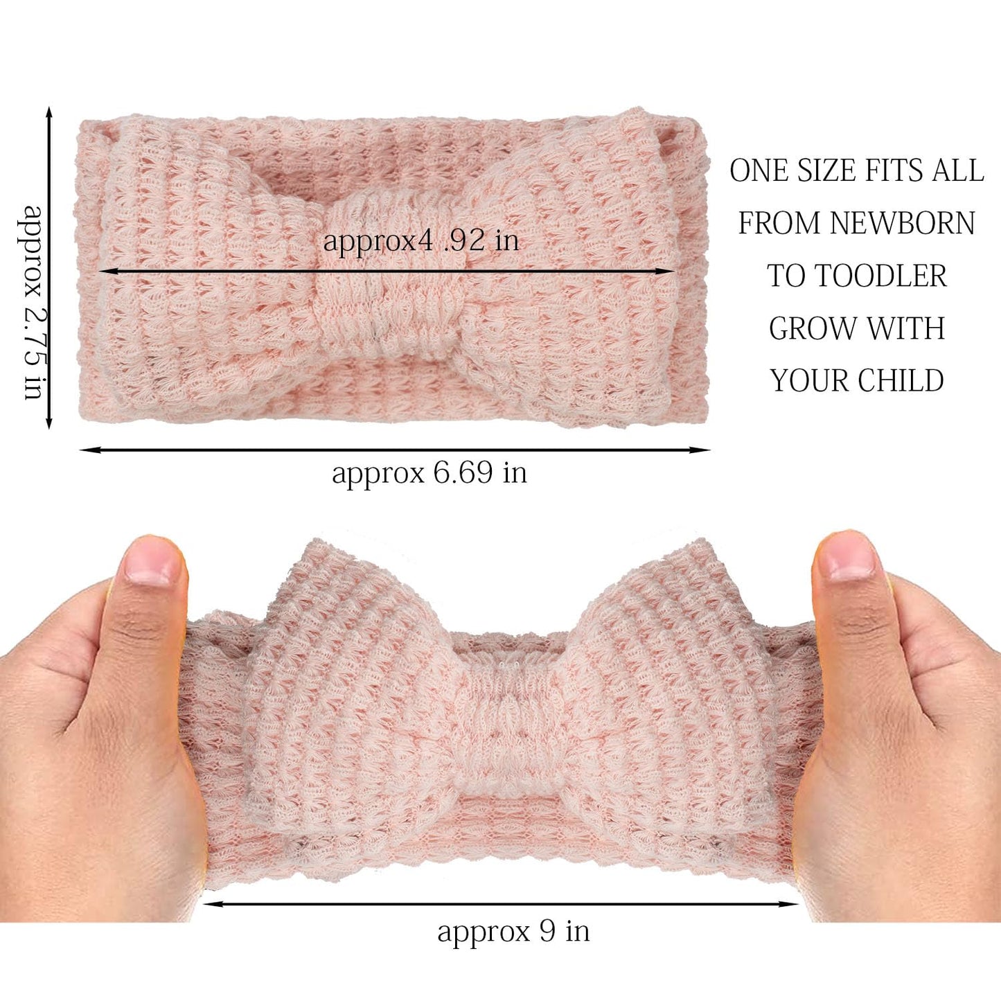 Jiahang Baby Bows Waffle Turban Knotted Head Wraps, Hair Bow Headbands Stretchy Hair Bands For Newborn Infant Toddlers Girls