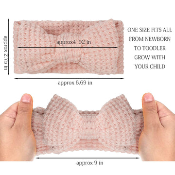 Jiahang Baby Bows Waffle Turban Knotted Head Wraps, Hair Bow Headbands Stretchy Hair Bands For Newborn Infant Toddlers Girls