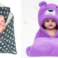 CTMKIDS Baby Wrap with Cushion Cap for Kids 74x84 cm  Grey & Baby Hooded Cum Wrap Blanket for Kids 92x66 cm  Purple