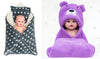 CTMKIDS Baby Wrap with Cushion Cap for Kids 74x84 cm  Grey & Baby Hooded Cum Wrap Blanket for Kids 92x66 cm  Purple