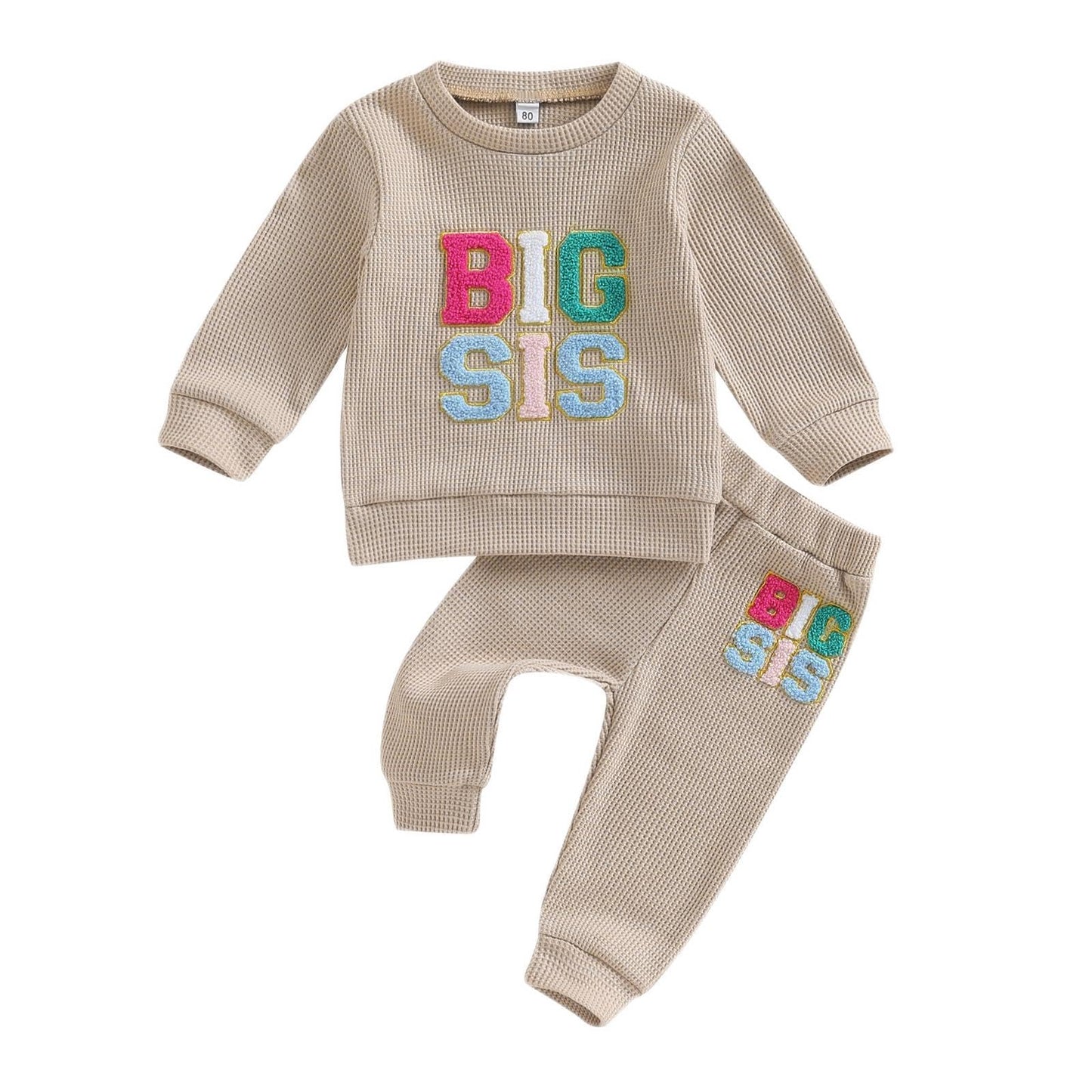 Vchoohce Baby Girl Sister Matching Outfit Long Sleeve Lil/Big Sis Letter Print Sweatshirt Top Pants 2Pcs Fall Winter Clothes(S B