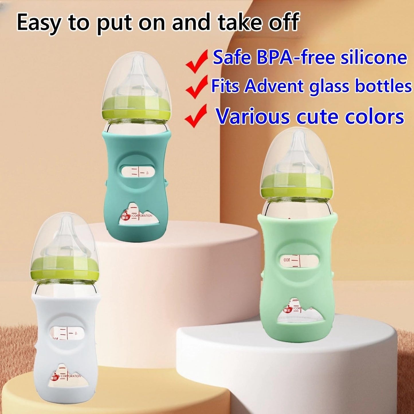 4 Pack Silicone Sleeves For Avent Natural Glass Baby Bottles, Anti Breakage Glass Bottle Holder, Compatible With Philips Avent G