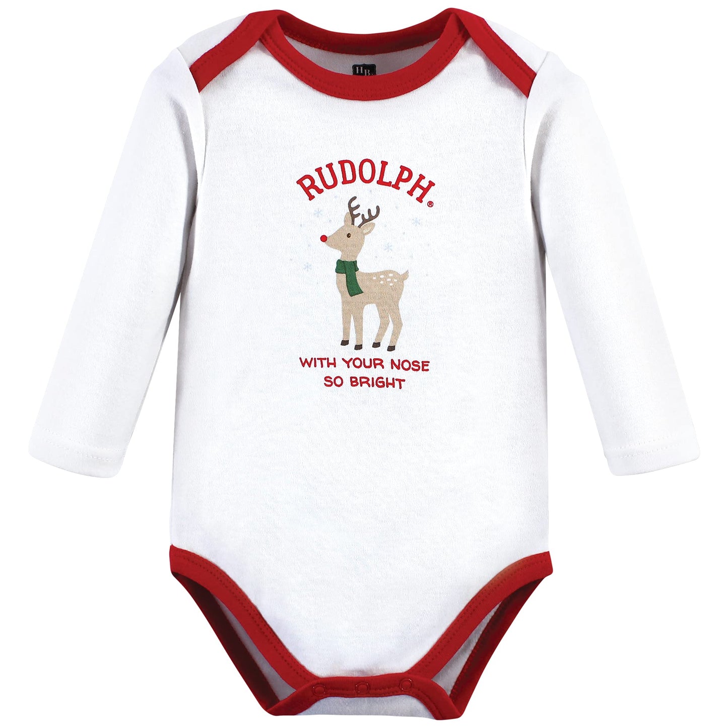 Hudson Baby Unisex Cotton Long-Sleeve Bodysuits And Toddler T-Shirt Set, Rudolph Reindeer, 6-9 Months Us