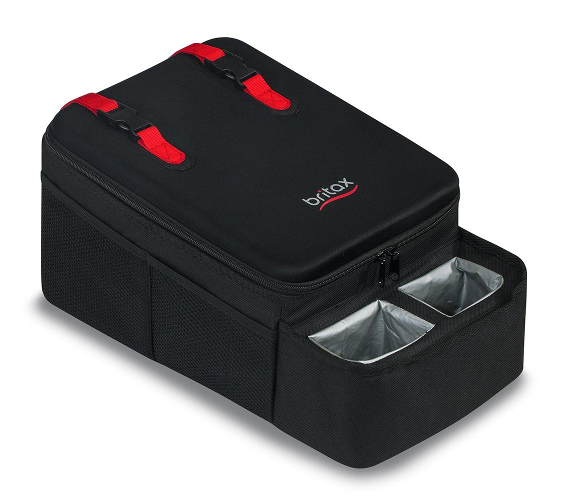 Britax Car Seat Organizer Caddy With Insulated Cup Holders | Crash Tested + 8 Mesh Pockets + Removable Center Dividers + Zipper