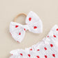 Baby Girl Valentines Day Dress Heart Puff Sleeve Cotton Linen Tulle Romper Dresses Newborn Valentines Outfit (White, 0-3 Months)