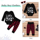 Tuemos Newborn Baby Boy Girl Clothes Little Man Long Sleeve Romper,Plaid Pants + Cute Hats 3Pcs Outfit Set(0-3 Months)
