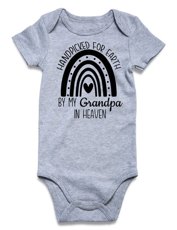 Unicomidea Grandpa In Heaven Bodysuit Gender Neutral Clothing 6-9 Months Funny Infant Girls Romper Hand Picked For Earth Outfits