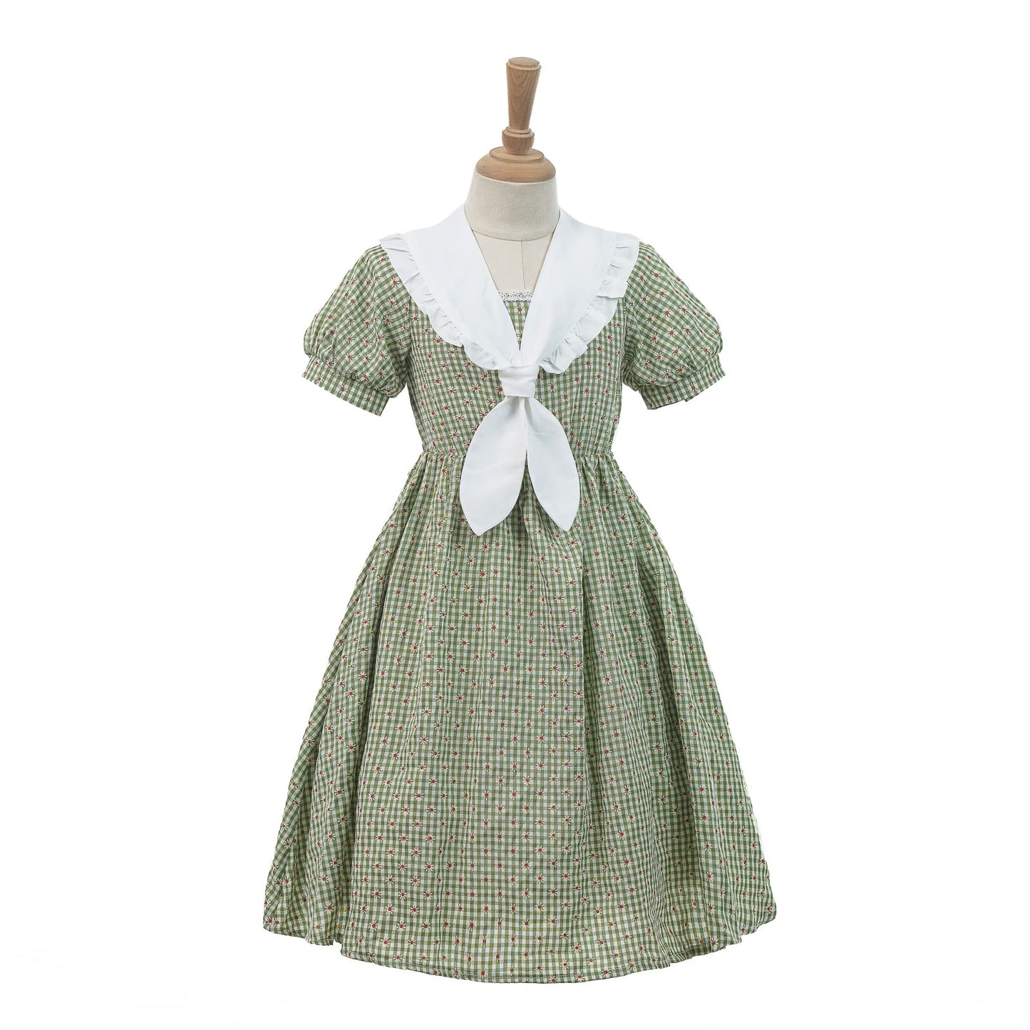 Nuoqi Prairie Dresses For Girls Pioneer Laura Ingalls Wilder Costume Colonial Girls Costume 4-5, Green