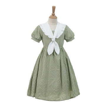 Nuoqi Prairie Dresses For Girls Pioneer Laura Ingalls Wilder Costume Colonial Girls Costume 4-5, Green