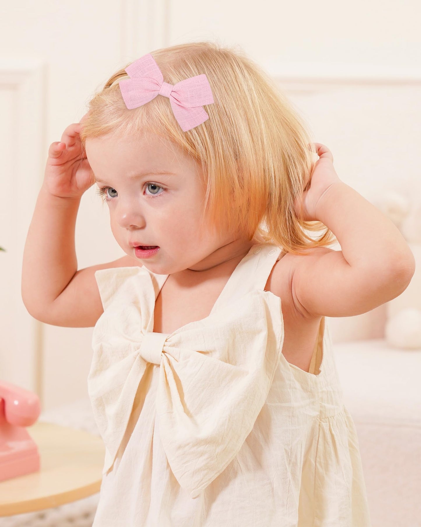 Jollybows 20Pcs Baby Girls Nylon Hair Bows Headbands Linen Bands Elastic Accessories For Baby Girls Infants Preemie And Newborn