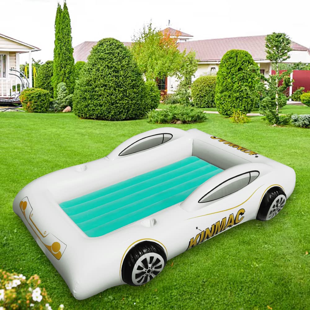 Kinmac Inflatable Toddler Travel Bed- Portable Travel Toddler Air Bed For Kids Camping Air Mattress Racecar Toddler Bed With Sid