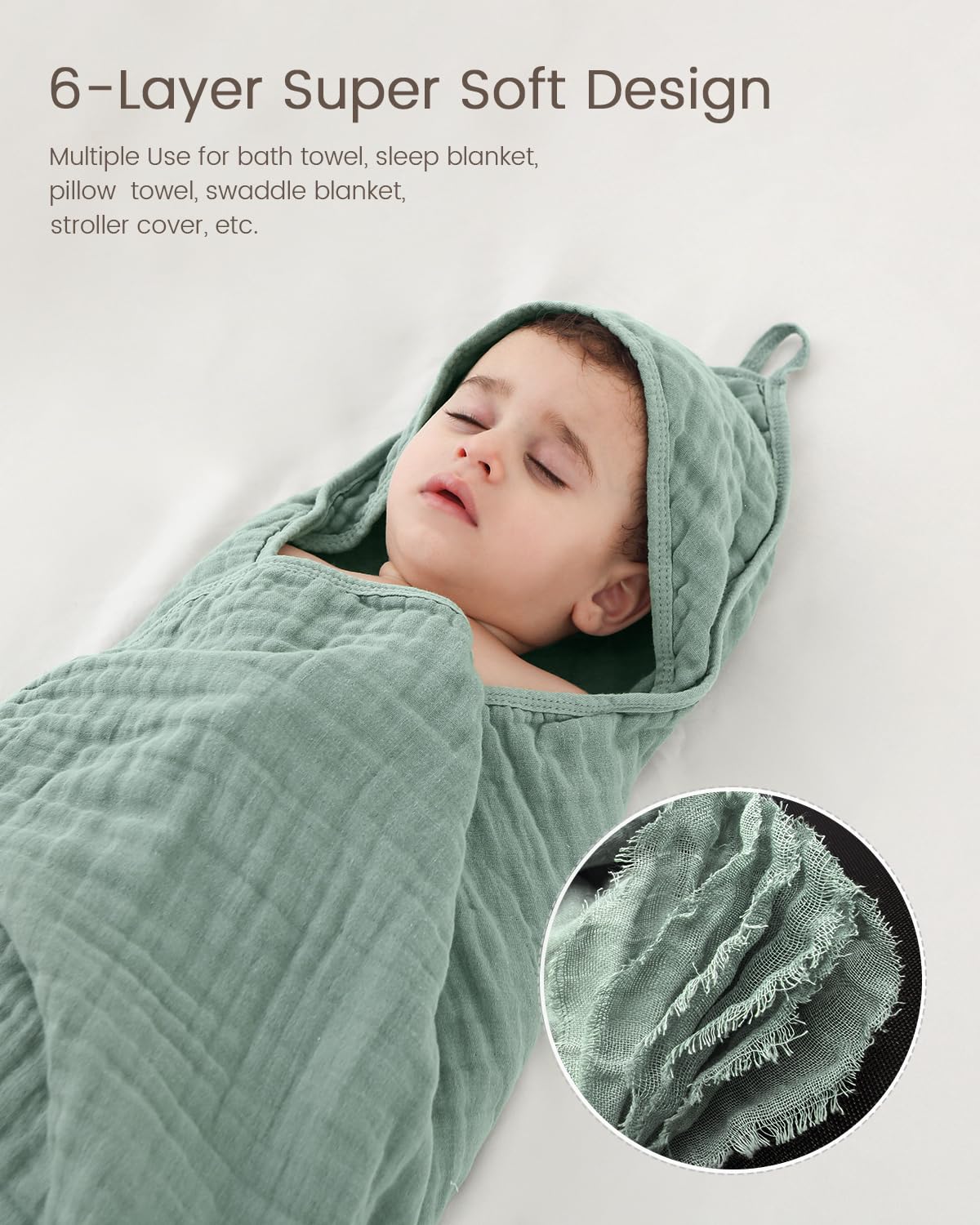 Faverdiiy Hooded Baby Towels For Newborn, 35X35 Inch 3 Pack 100% Muslin Cotton Baby Bath Towel, Soft Baby Beach Towels With Hood