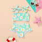 Younger Tree Toddler Girls Two Pieces Swimsuit Color Block Stripe Swimwear Summer Beach Bathing Suit 18M-5T(Green#Daisy 12-18 Mo