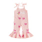 XRTBMN One Silly Goose Birthday Outfit Girl Flared Jumpsuit Infant Baby Waffle Sleeveless Tie Up Strawberry Romper Overalls (Pin