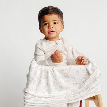 Baby Car Seat Cover Canopy And Nursing Cover Multi-Use Stretchy 5 In 1 Gift 'Gage' By Copper Pearl