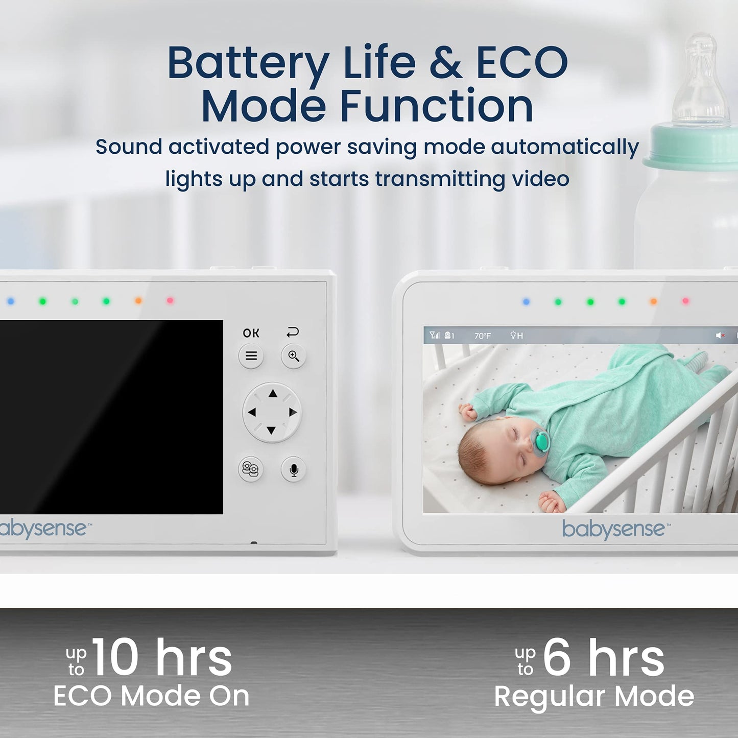 Babysense Baby Monitor With 2 Cameras And Audio 4.3', Non Wifi Baby Monitor, Dual Split Screen, Portable Double Sleep Video Mon