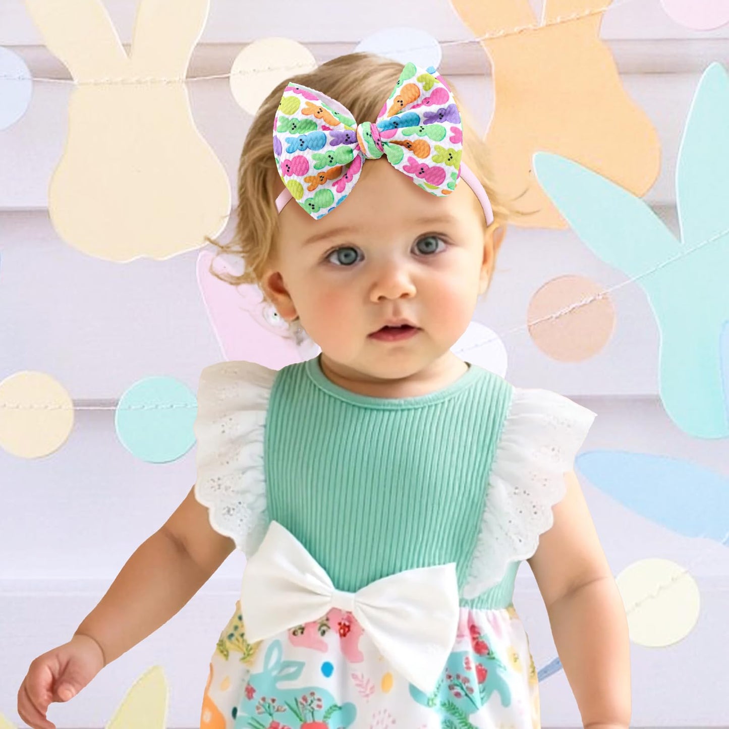 Lanmerry Easter Bows For Girls Bunny Baby Girl Headbands Easter Hair Bows Rabbit Eggs Bow Toddler Hair Accessories Infant Bows H