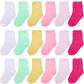 Duufin 18 Pairs Toddler Crew Socks Girls Mid Cut Socks Kids Crew Socks Mid Rise Toddler Socks, 4-6X