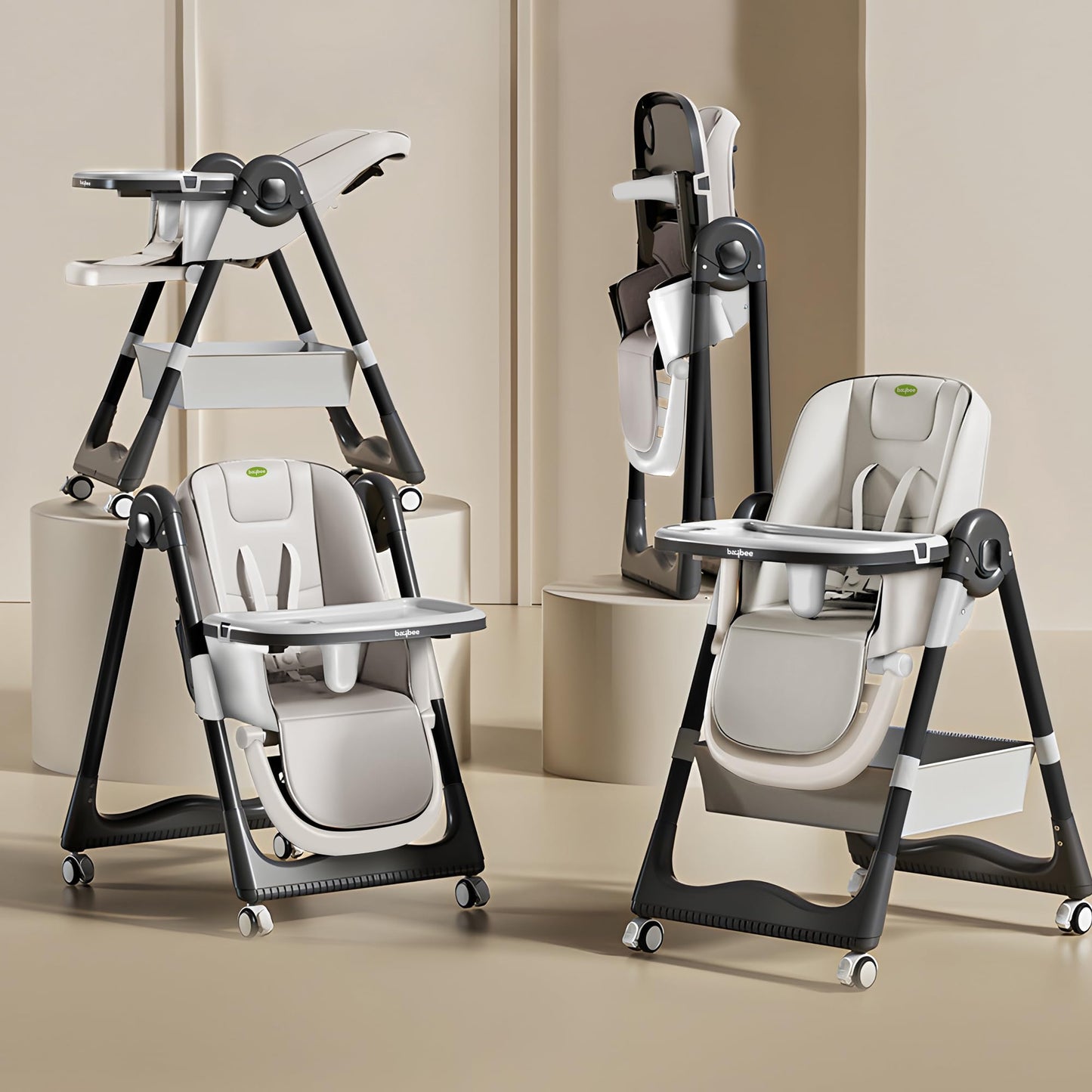 Baybee 3 In 1 Baby High Chair For Kids, Baby Feeding Chair With 8 Height Adjustable, Footrest, Tray, 160 Recline, 5 Point Safety