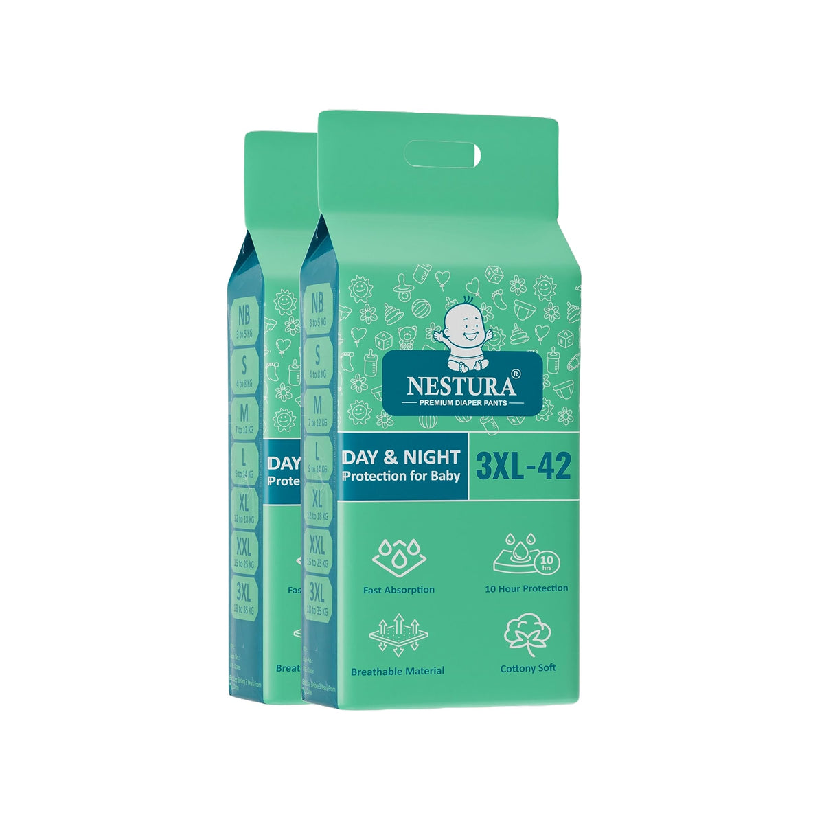 Nestura Baby Diaper Pants Triple Xl (Xxxl) Pack Of 2, 84 Count, (1835 Kg)