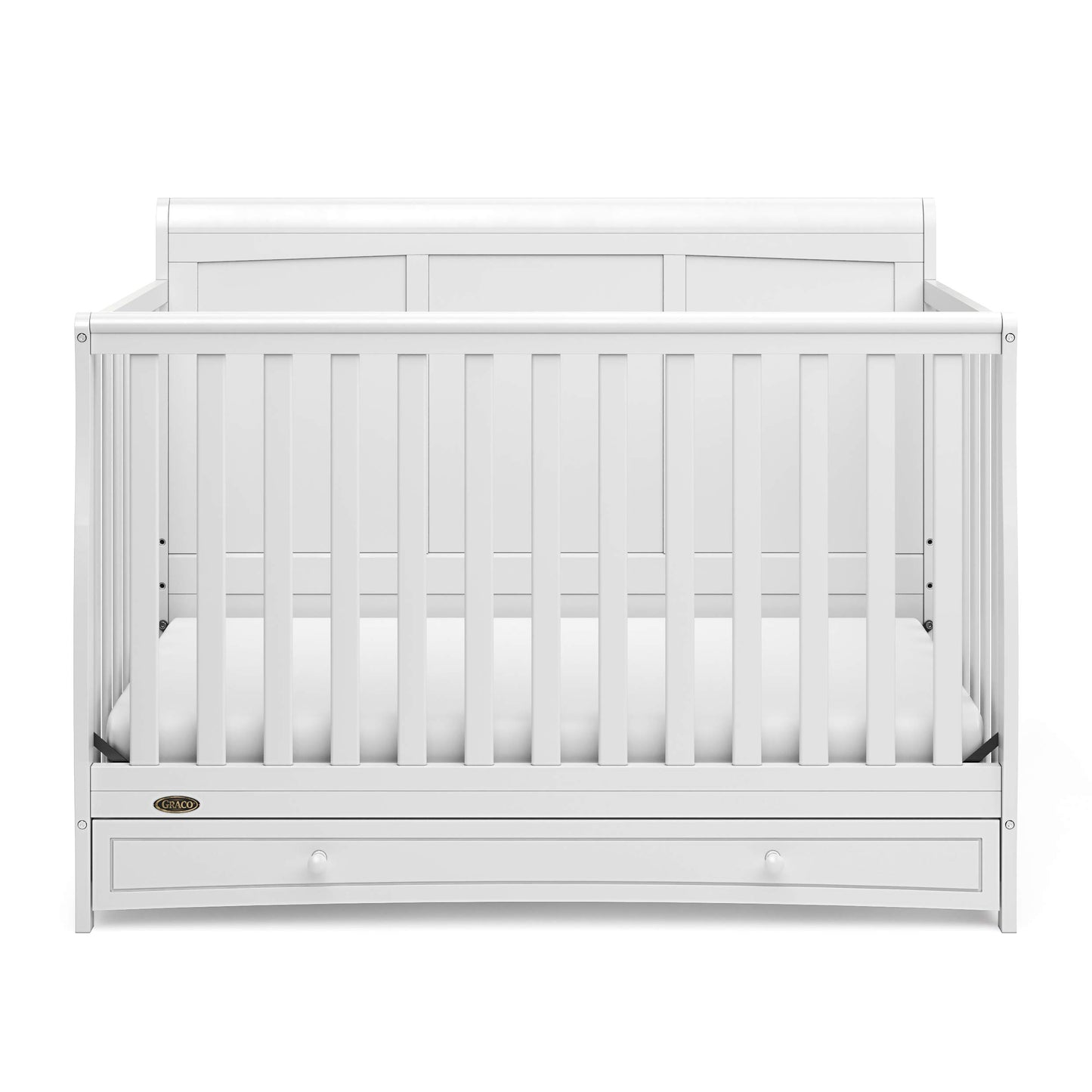 Graco Asheville 4-In-1 Convertible Crib W/Drawer-White Premium Foam Crib & Toddler Mattress